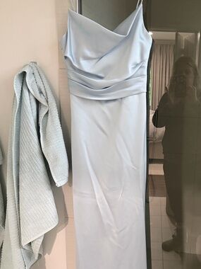 Amsale Light Blue Satin Strapless Evening Gown size 0
